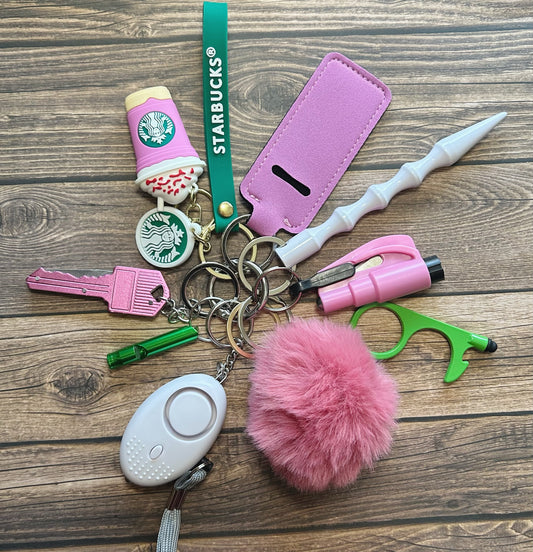 Starbucks Inspired Safety Keychain