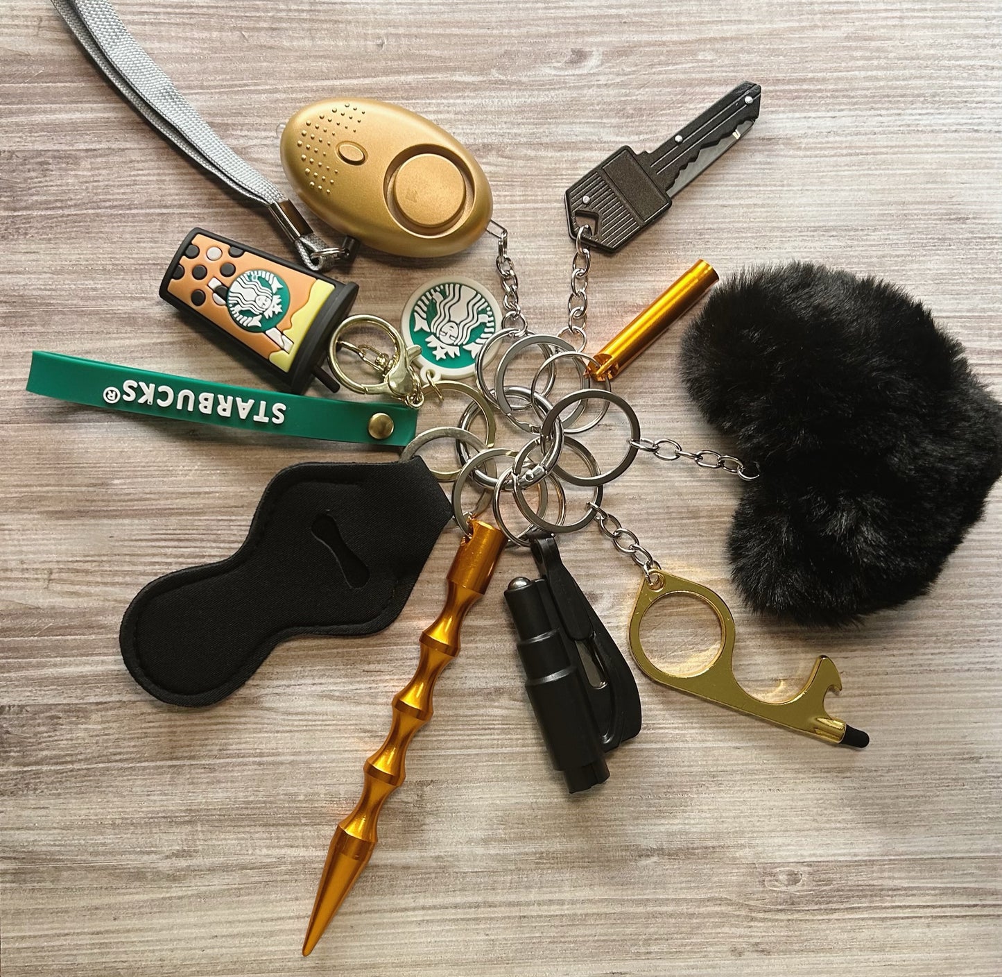 Starbucks Inspired Safety Keychain