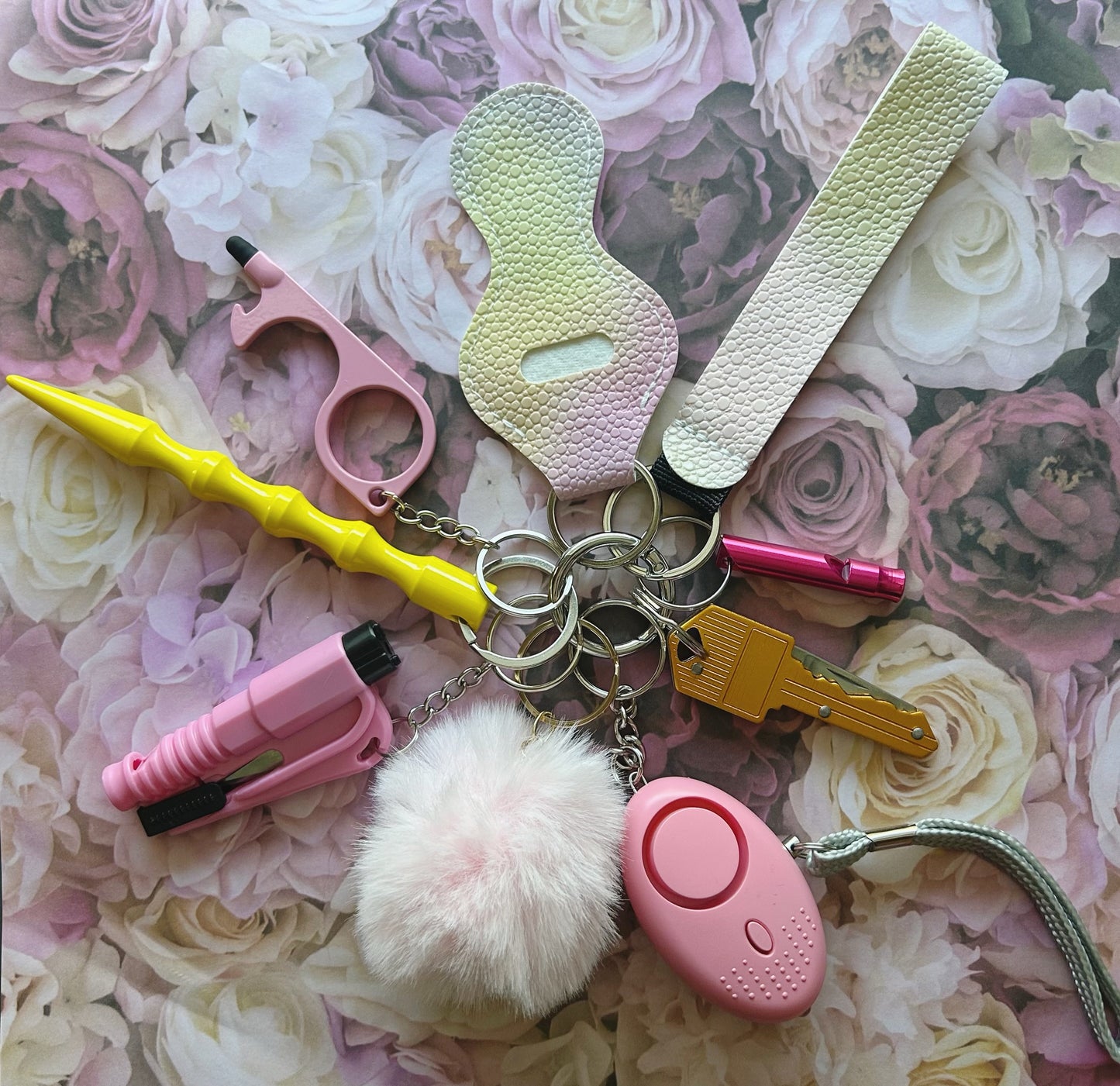 Pink & Yellow Ombre Safety Keychain